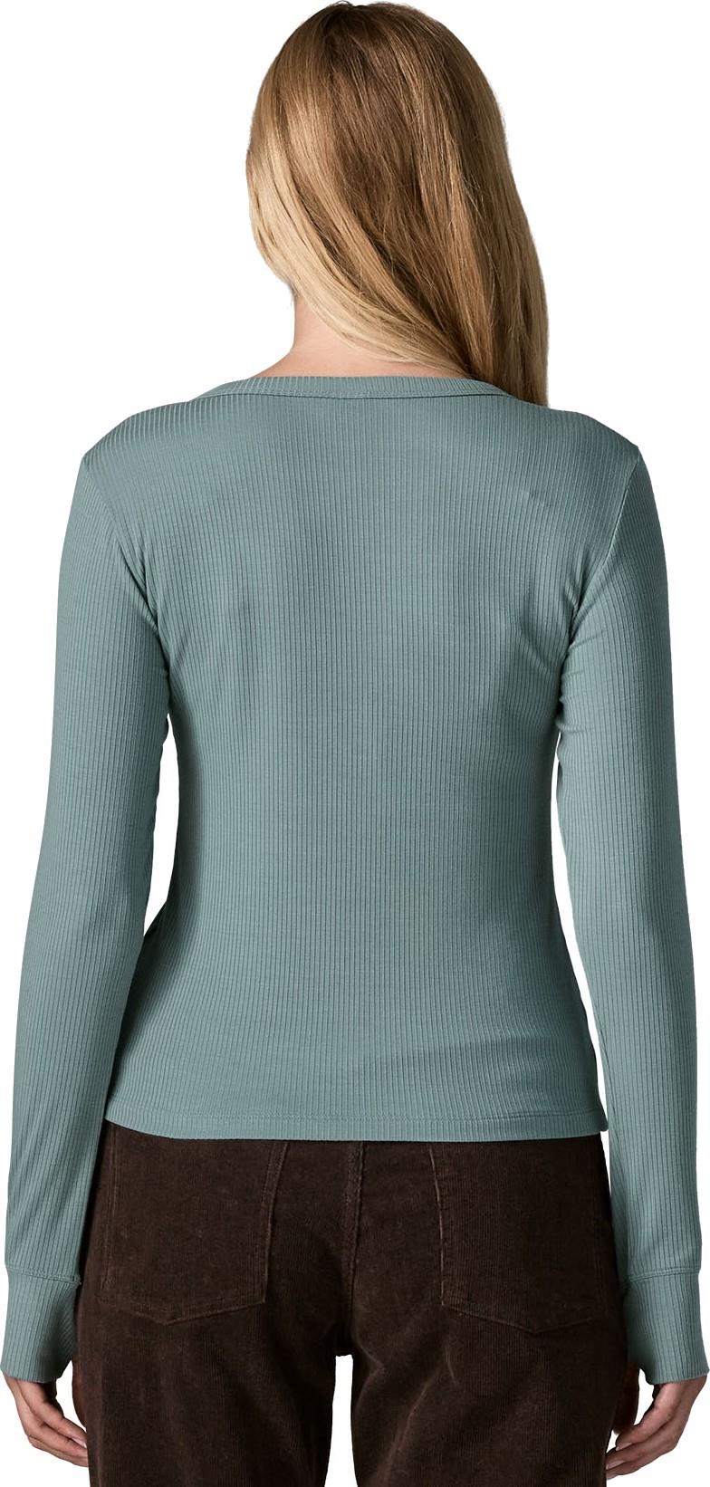 Rib Knit LS Henley - Womens - blue sage 1