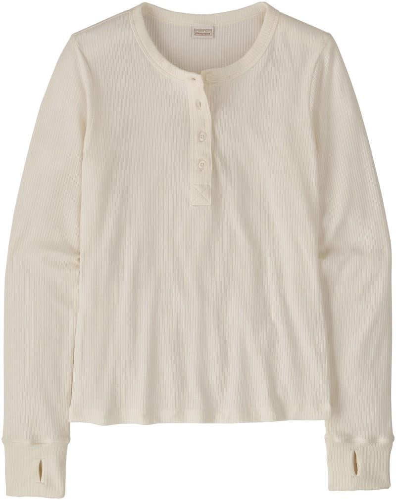 Rib Knit LS Henley - Womens - white 1