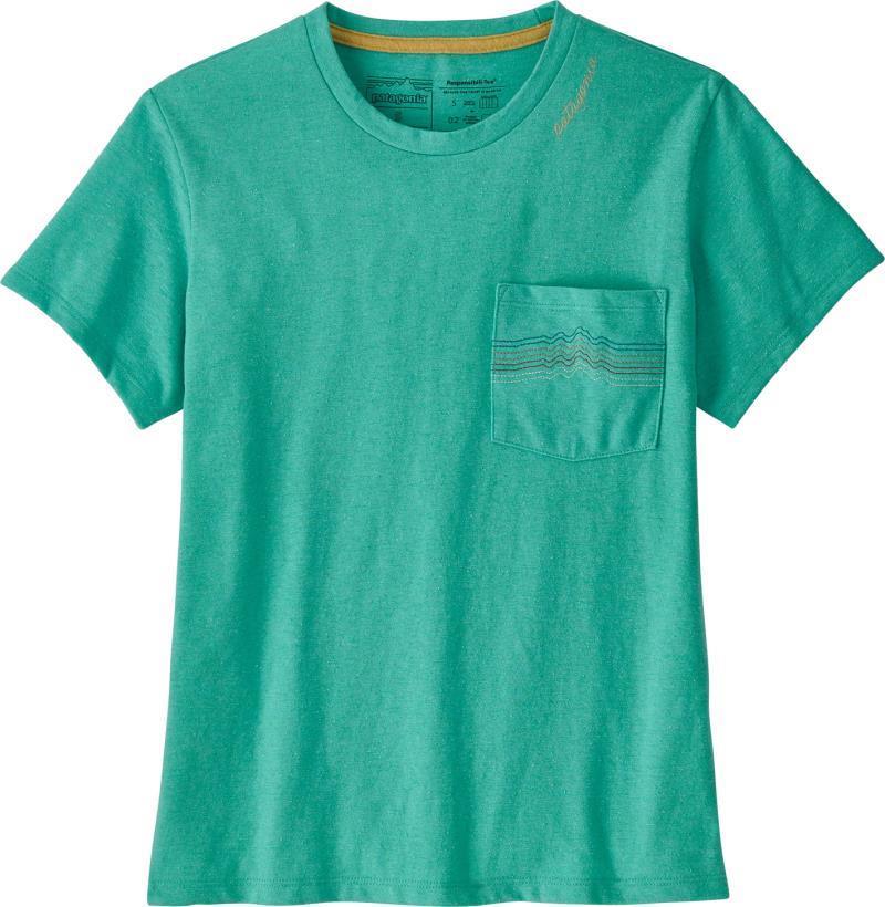 Ridge Rise Stripe Pocket Responsibili-Tee - Womens - fresh teal 1