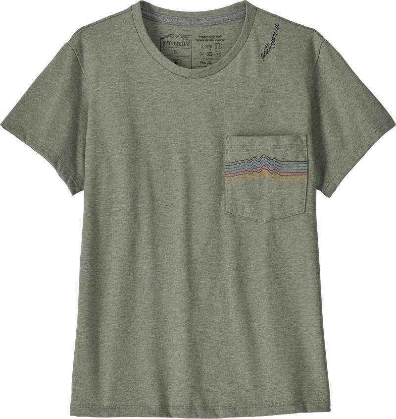 Ridge Rise Stripe Pocket Responsibili-Tee - Womens - sleet green 1