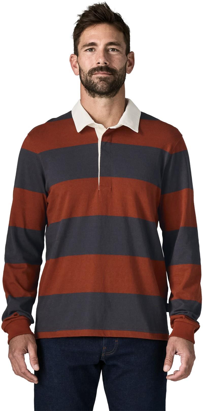 Rugby Shirt LS - Mens - wide stripe / rusty red 1