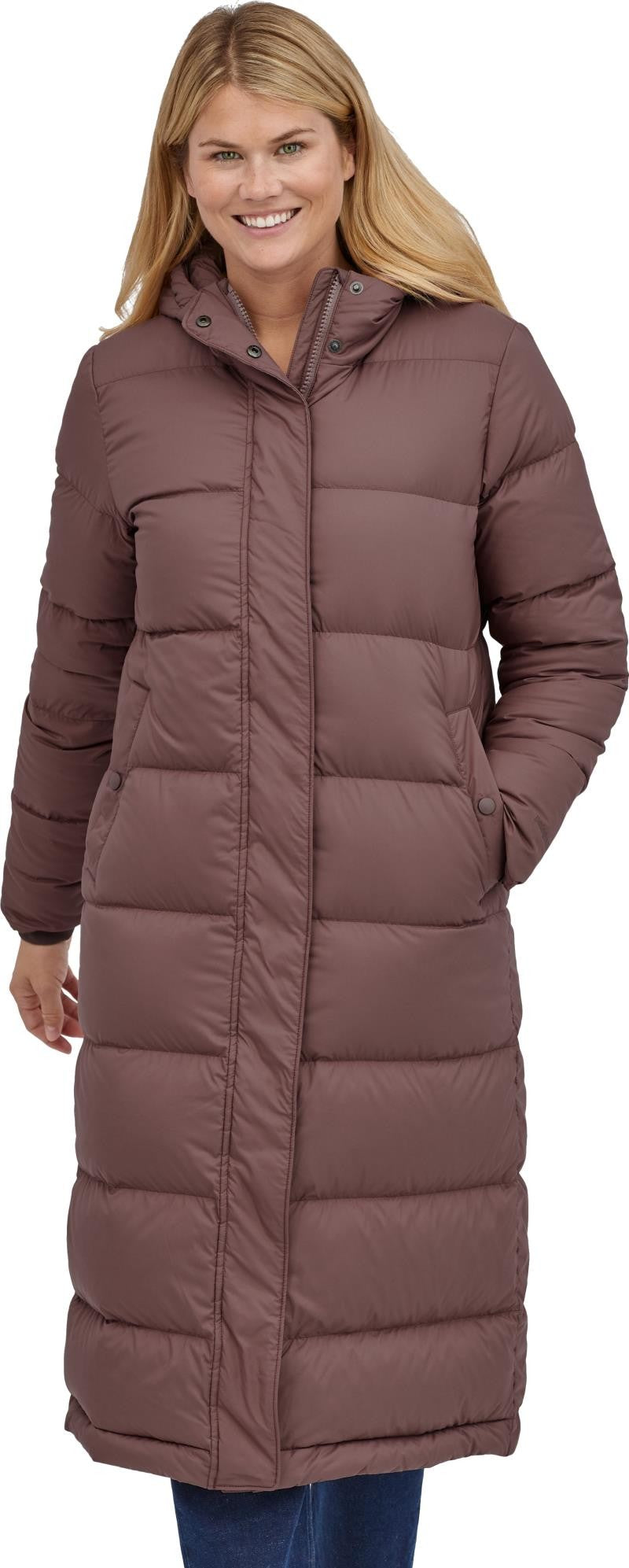 Silent Down Long Parka - Womens - dusky brown 1
