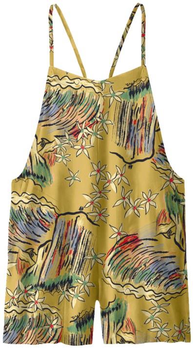 Tidal Threads Romper - Womens - parallel lines / surfboard yellow 1