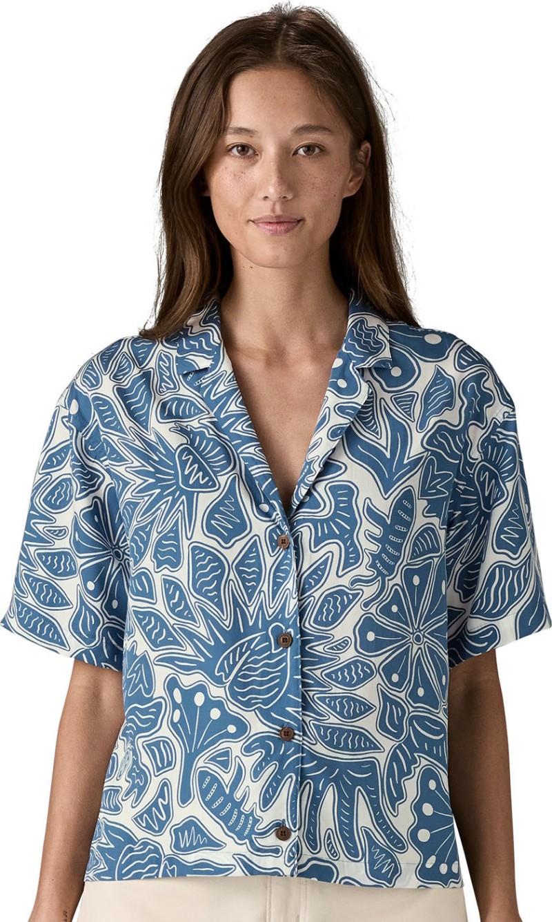 Tidal Threads SS Shirt - Womens - bees and flowers / still blue 1