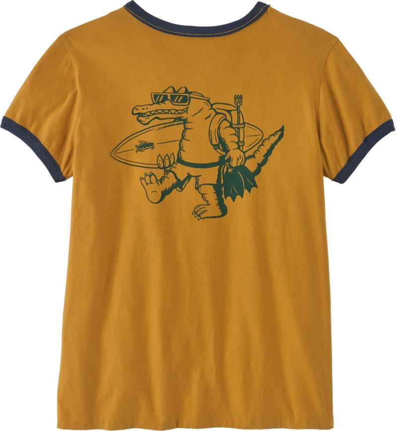 Water People Organic Ringer Tee - Womens - Water People Gator / Pufferfish Gold 2