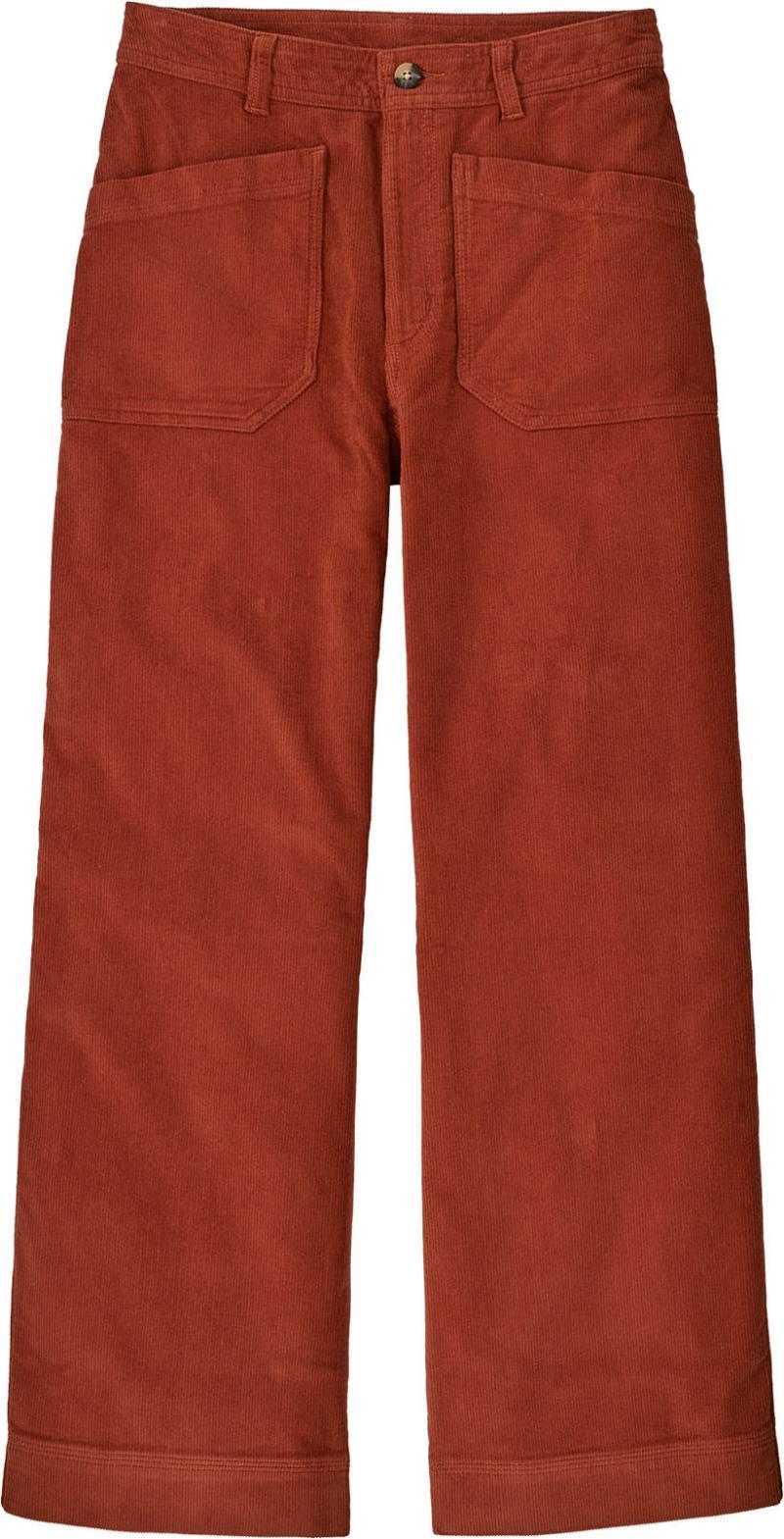 Wide Leg Cord Pants - Womens - burnished red 1