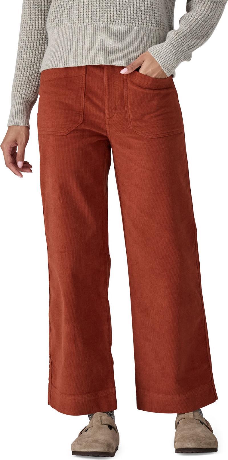 Wide Leg Cord Pants - Womens - burnished red 1