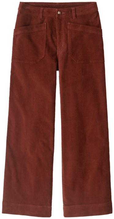 Wide Leg Corduroy Pants - Womens - rusty red 1
