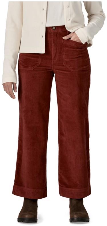 Wide Leg Corduroy Pants - Womens - rusty red 1
