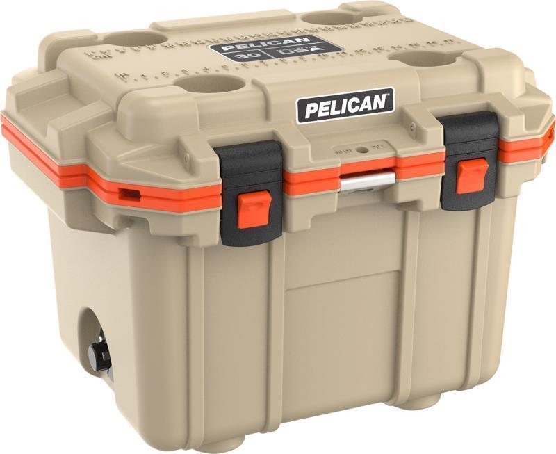 Elite Cooler 30QT - Tan / Orange 2