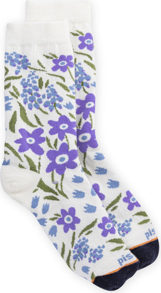 Daisy Crew Socks - Womens - white 1