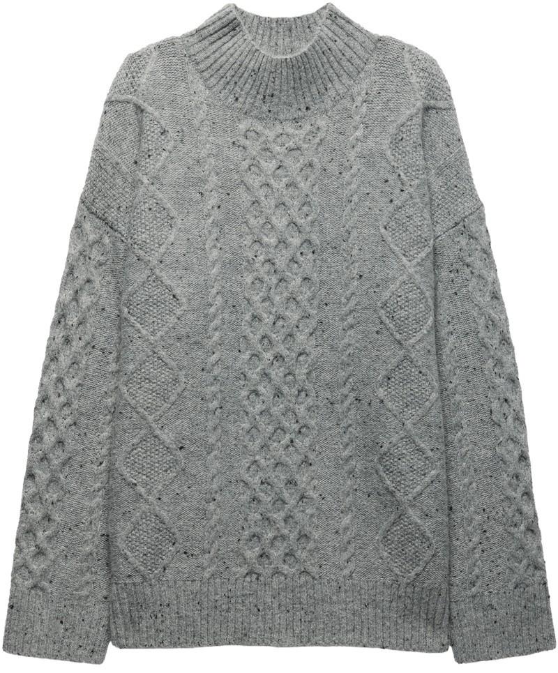 Amber Mountain Cable Sweater - Womens - heather grey 1