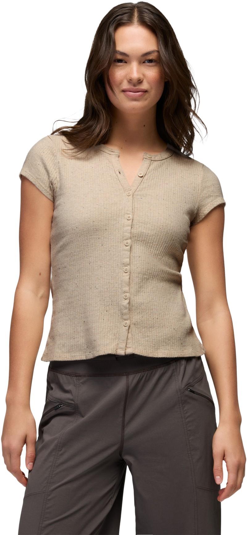 Cambria Cove Button Up SS - Womens - oatmeal heather 1