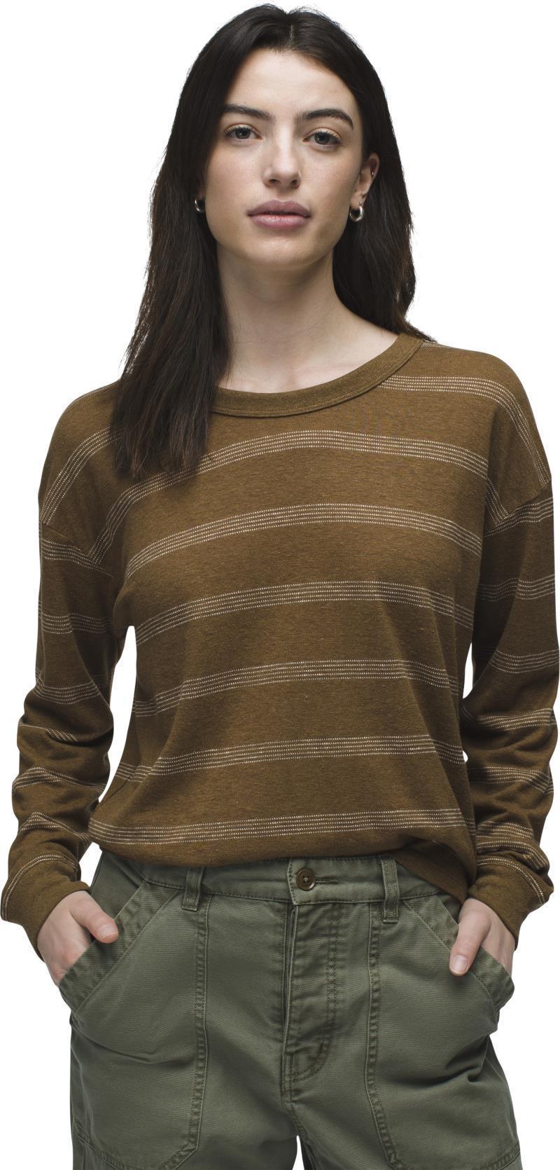 Cozy Up LS Crew - Womens - Sepia Stripe 2