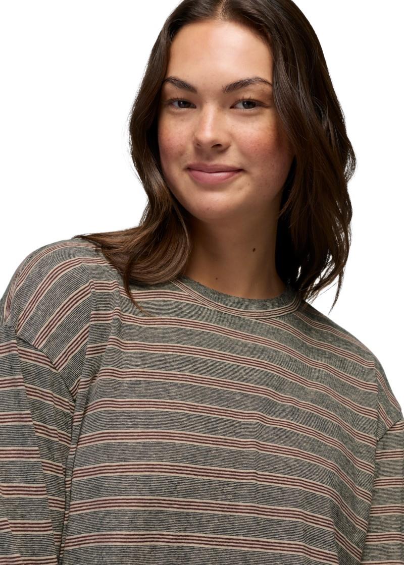 Cozy Up LS Crew - Womens - cacao stripe 1