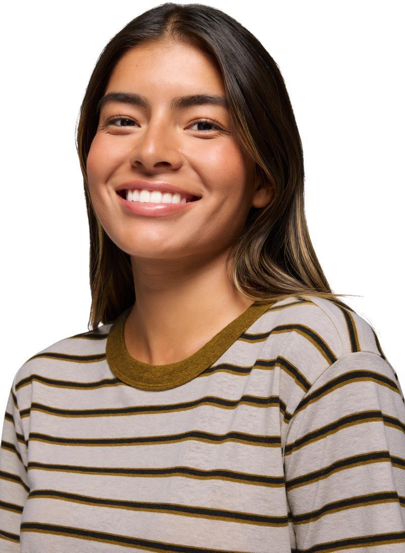 Cozy Up SS Crew - Womens - retro olive stripe 1