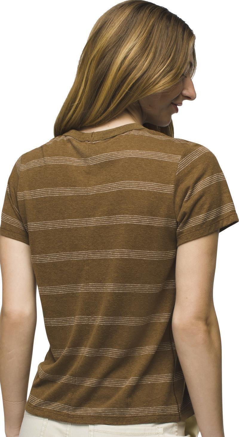 Cozy Up SS Crew - Womens - sepia stripe 1