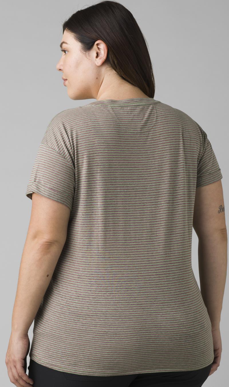 Cozy Up T-Shirt Plus - Womens - Sage Brush Stripe 3