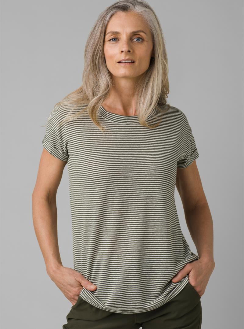 Cozy Up T-Shirt - Womens - Kale Heather Stripe 2