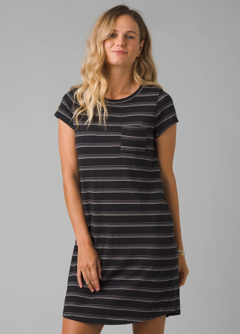 Elana Cozy Up Dress - black stripe 1