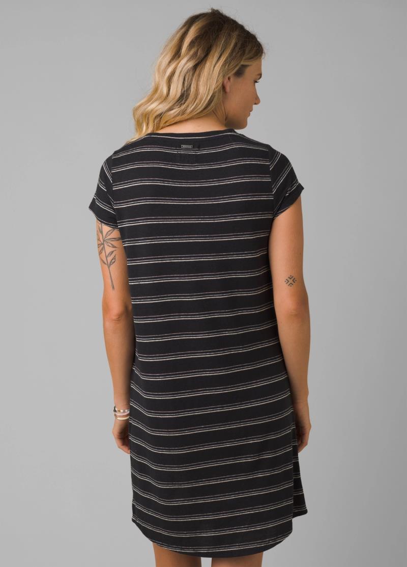Elana Cozy Up Dress - black stripe 1
