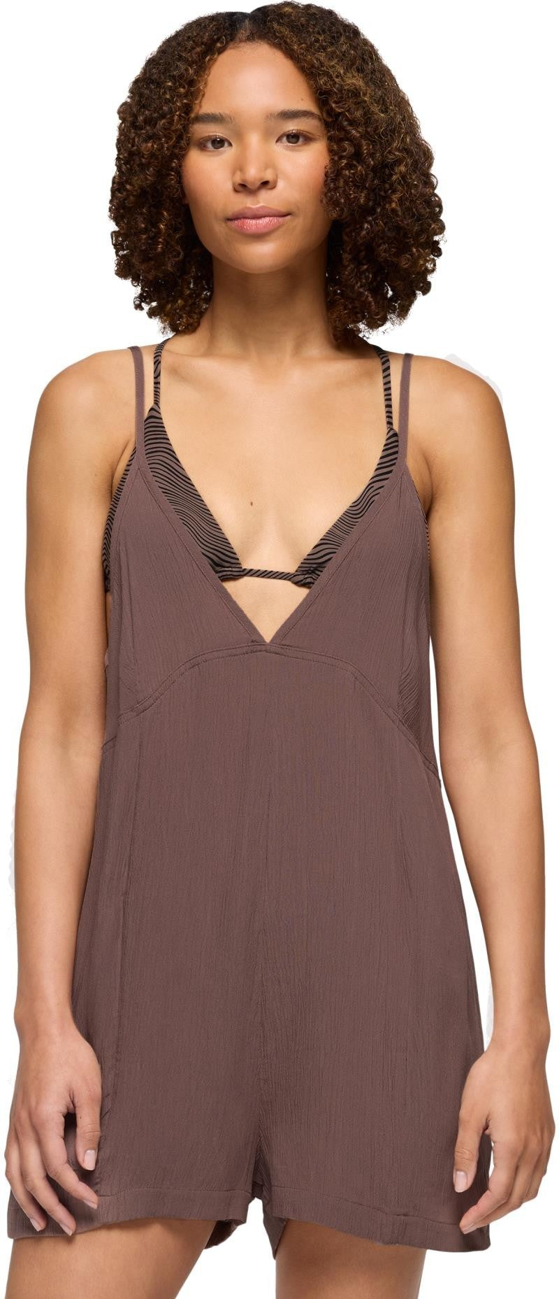Fernie V-Neck Romper - Womens - carob 1