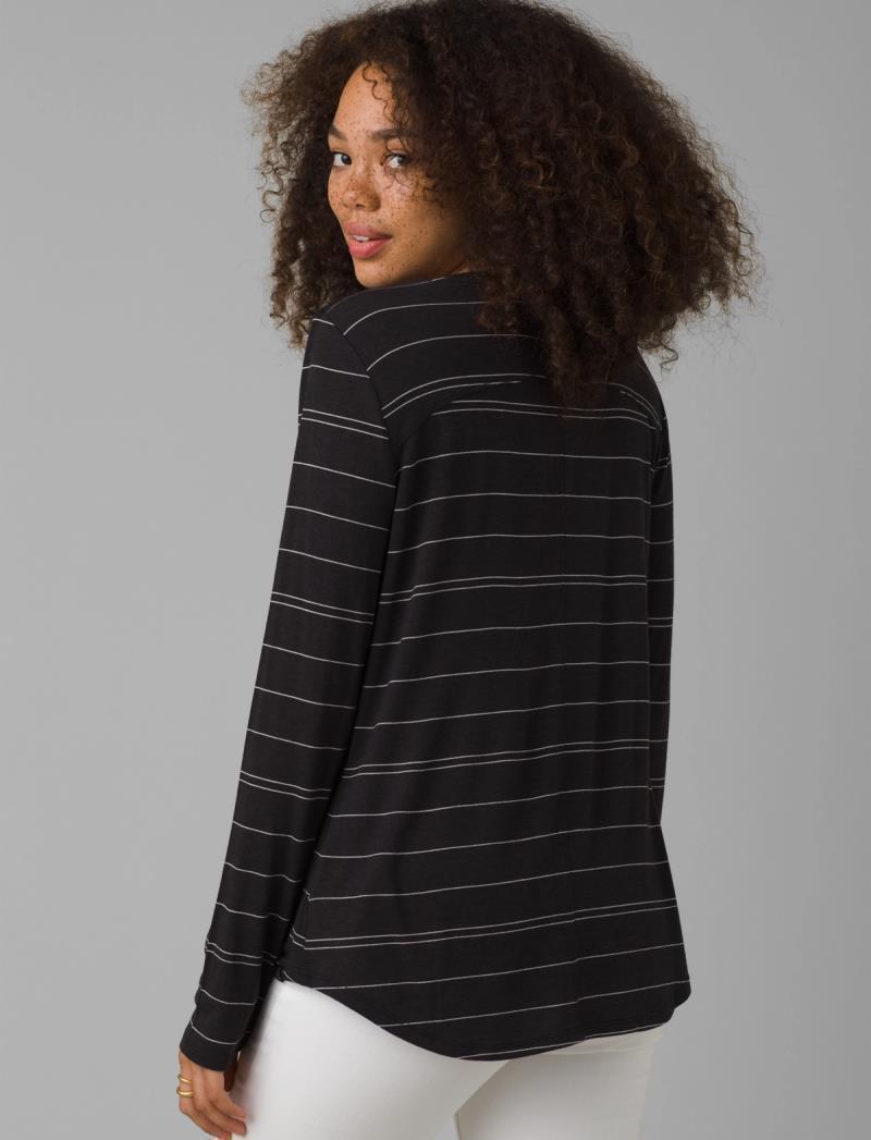 Foundation LS Crew - Womens - Charcoal Heather Stripe 3
