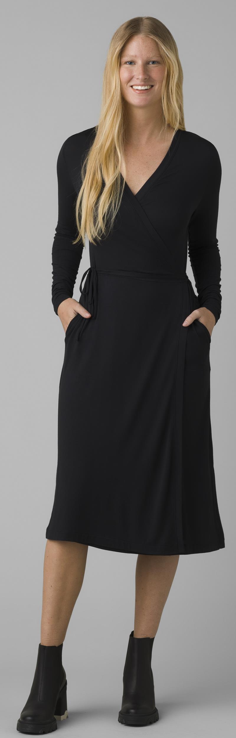 Foundation LS Wrap Dress - black 1