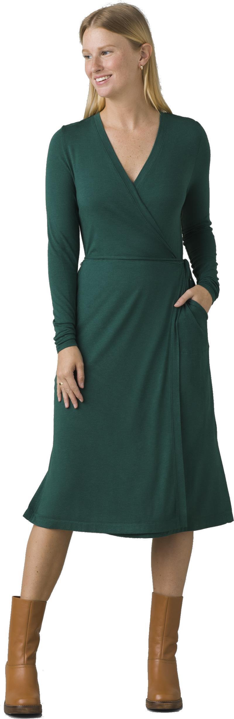 Foundation LS Wrap Dress - deep pine heather 1