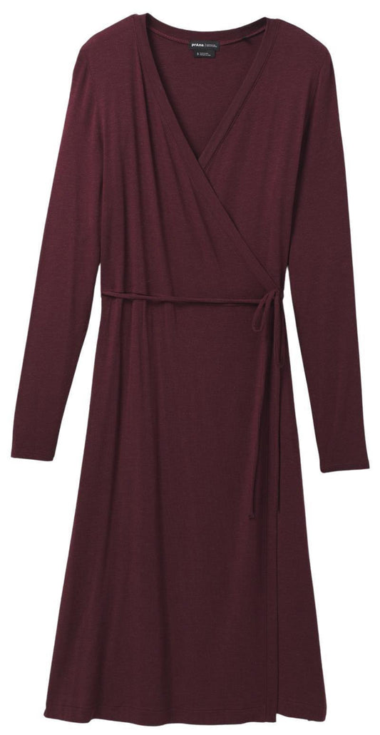 Foundation LS Wrap Dress - maroon heather 1