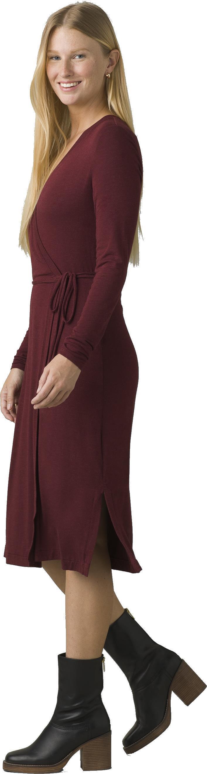 Foundation LS Wrap Dress - maroon heather 1
