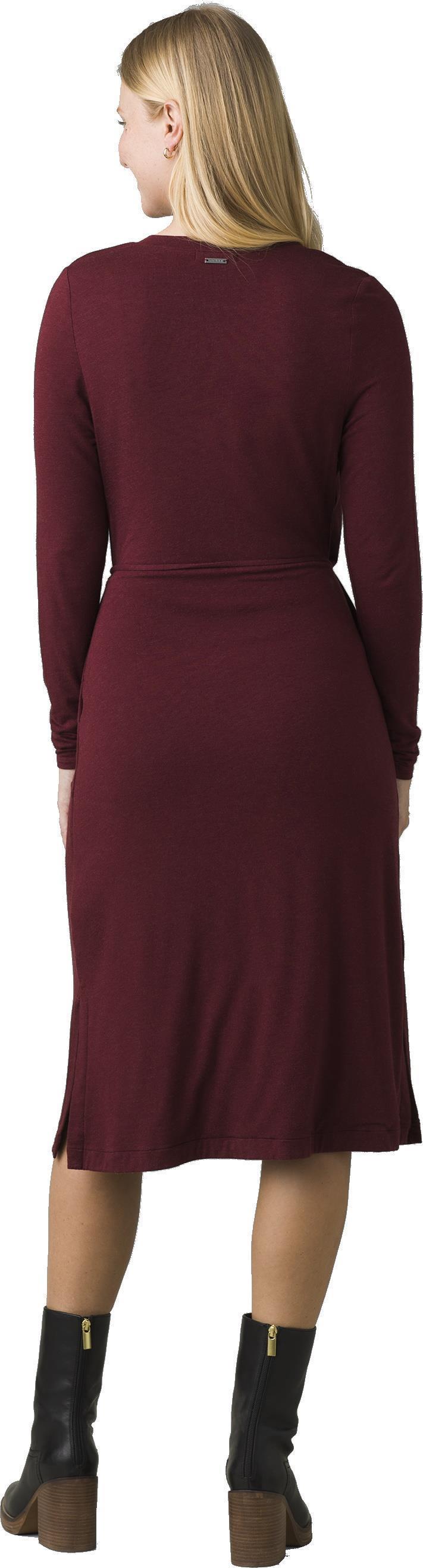 Foundation LS Wrap Dress - maroon heather 1