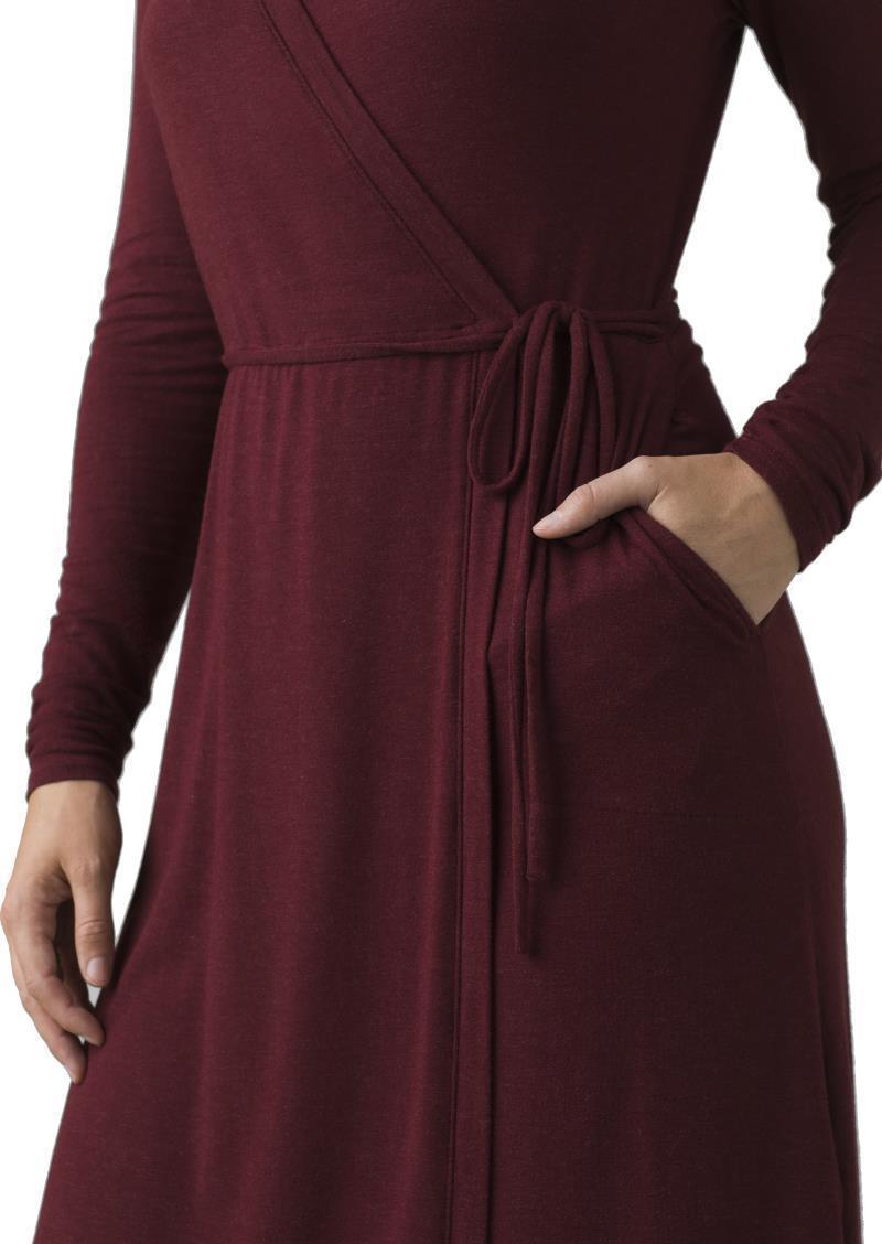 Foundation LS Wrap Dress - maroon heather 1