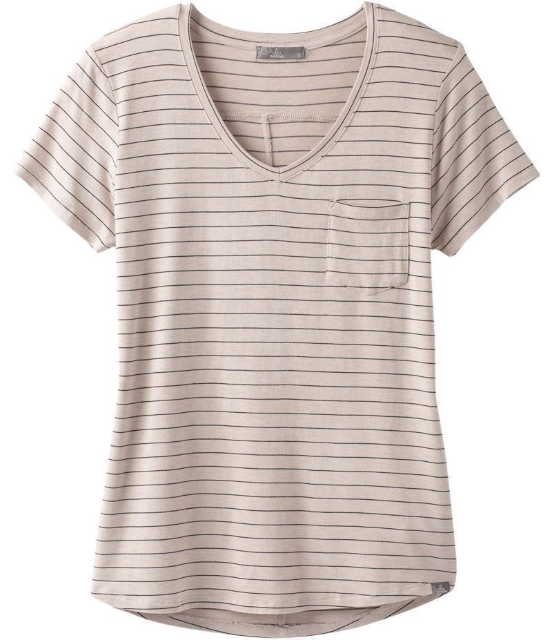 Foundation SS V-Neck Plus - Womens - pebble grey heather stripe 1