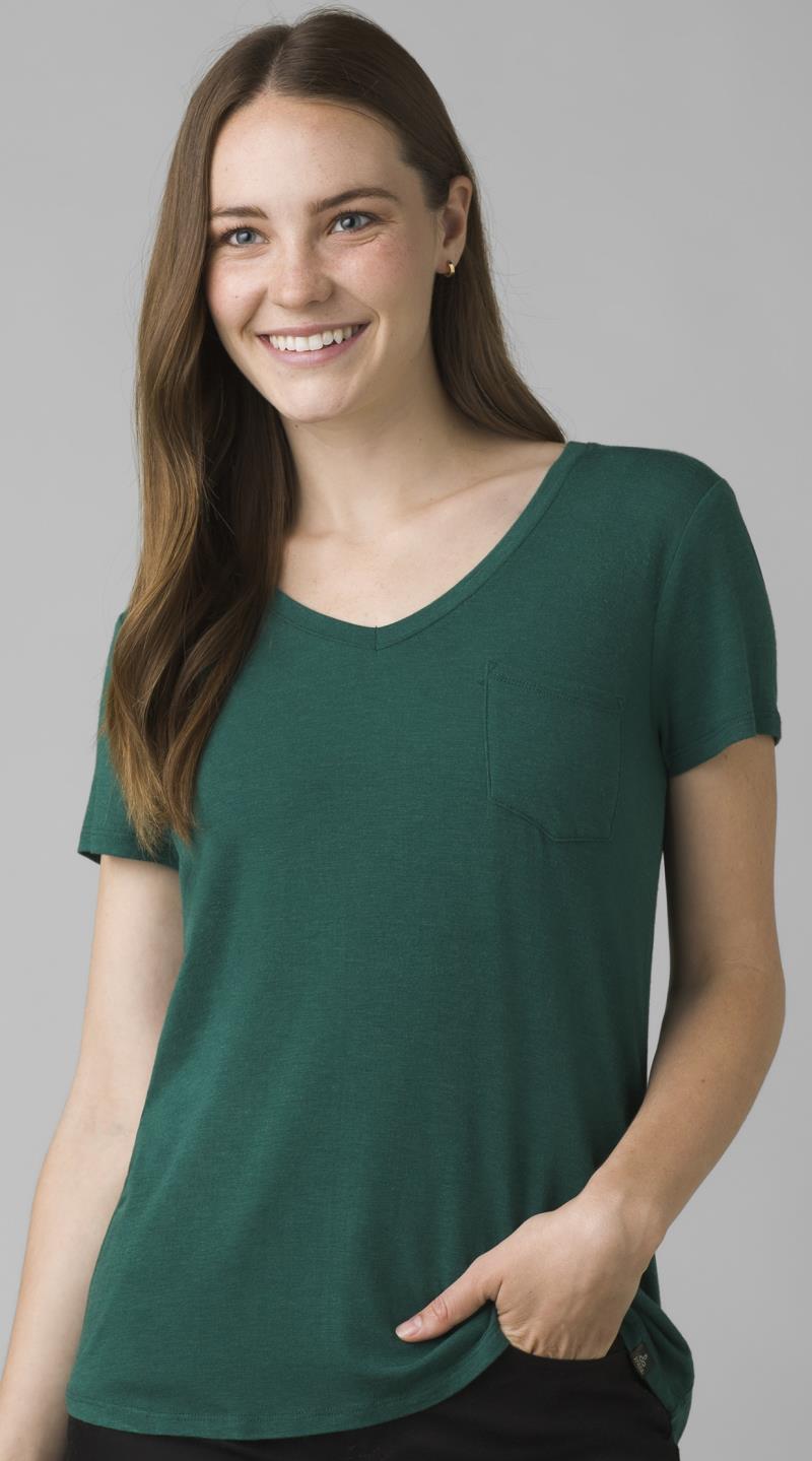 Foundation SS V-Neck - Womens - deep pine heather 1