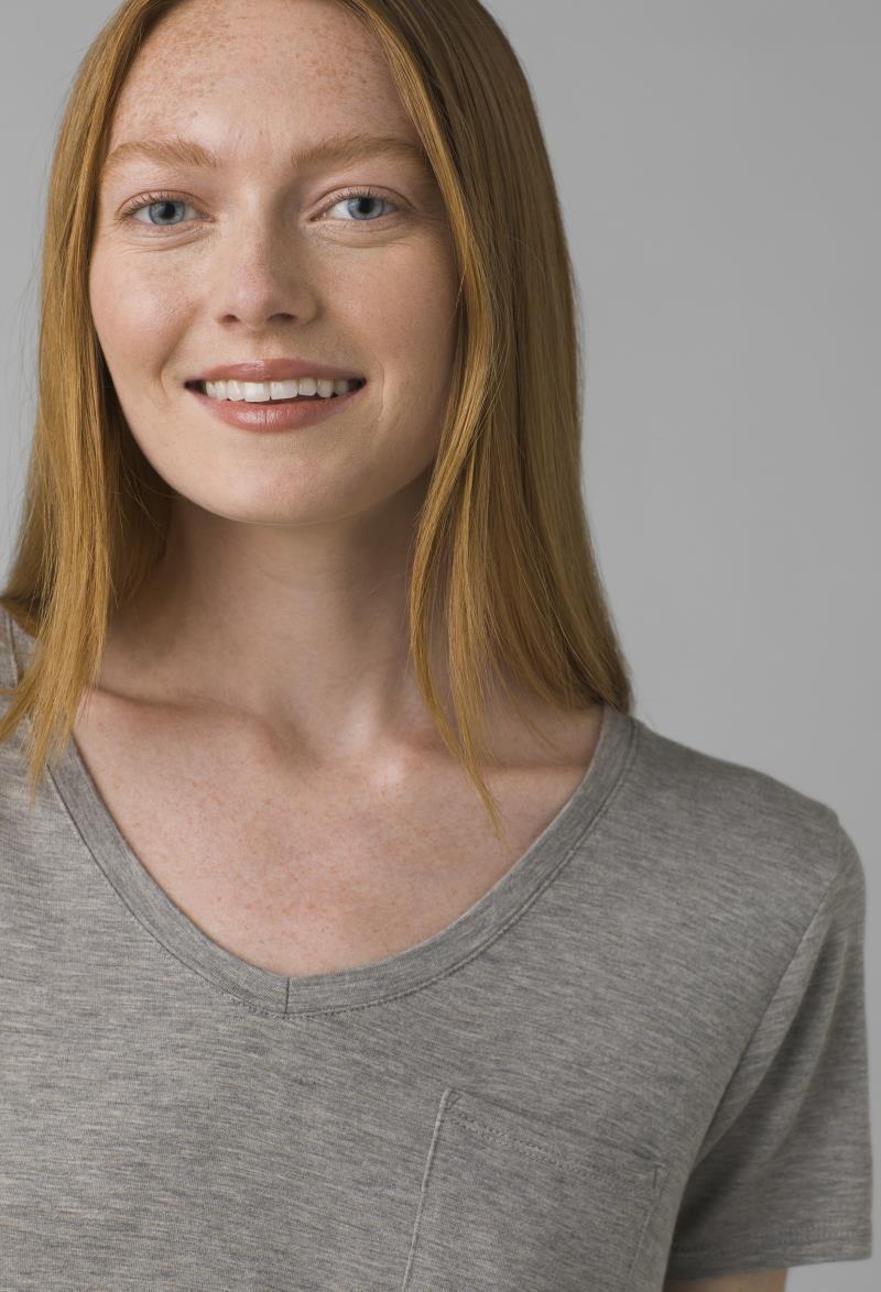 Foundation SS V-Neck - Womens - heather grey 1