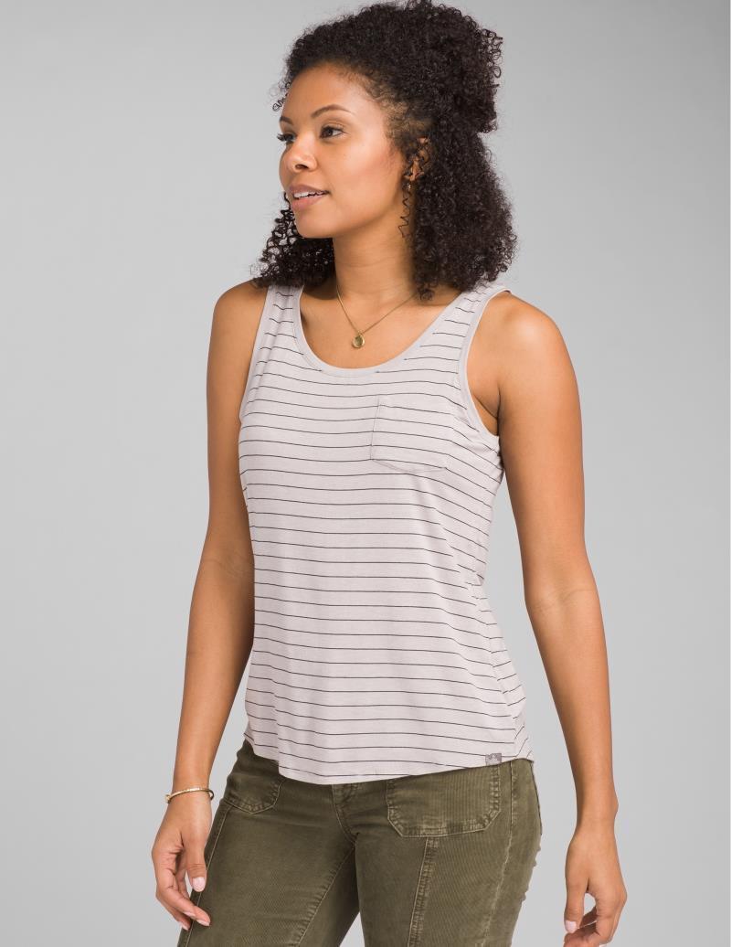 Foundation Scoop Neck Tank - Womens - Light Grey Heather Stripe 1