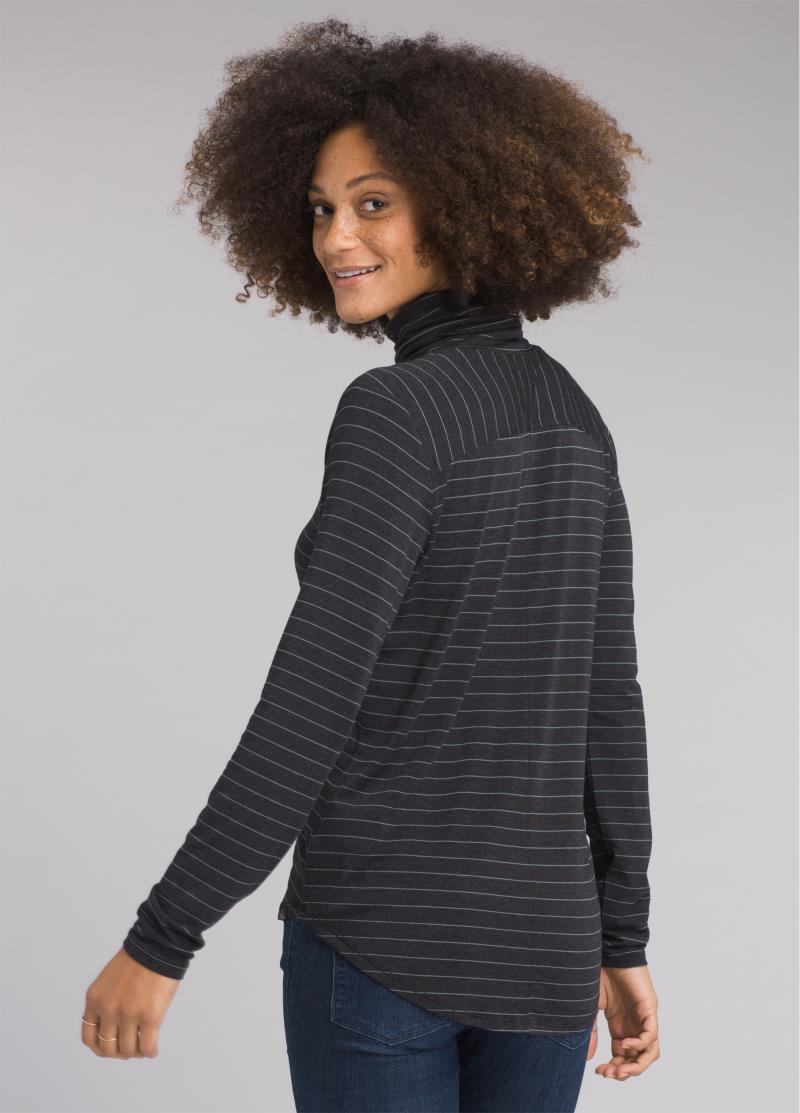 Foundation Turtleneck - Womens - Charcoal Heather Stripe 2