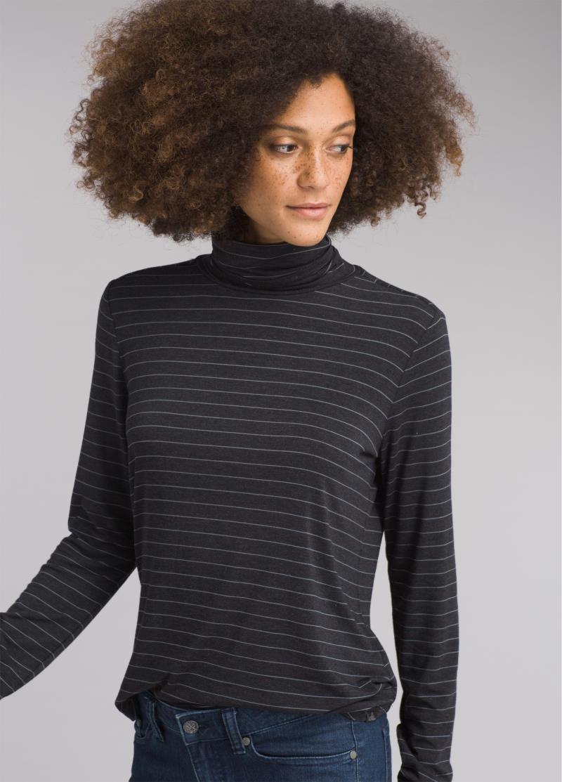 Foundation Turtleneck - Womens - Charcoal Heather Stripe 3