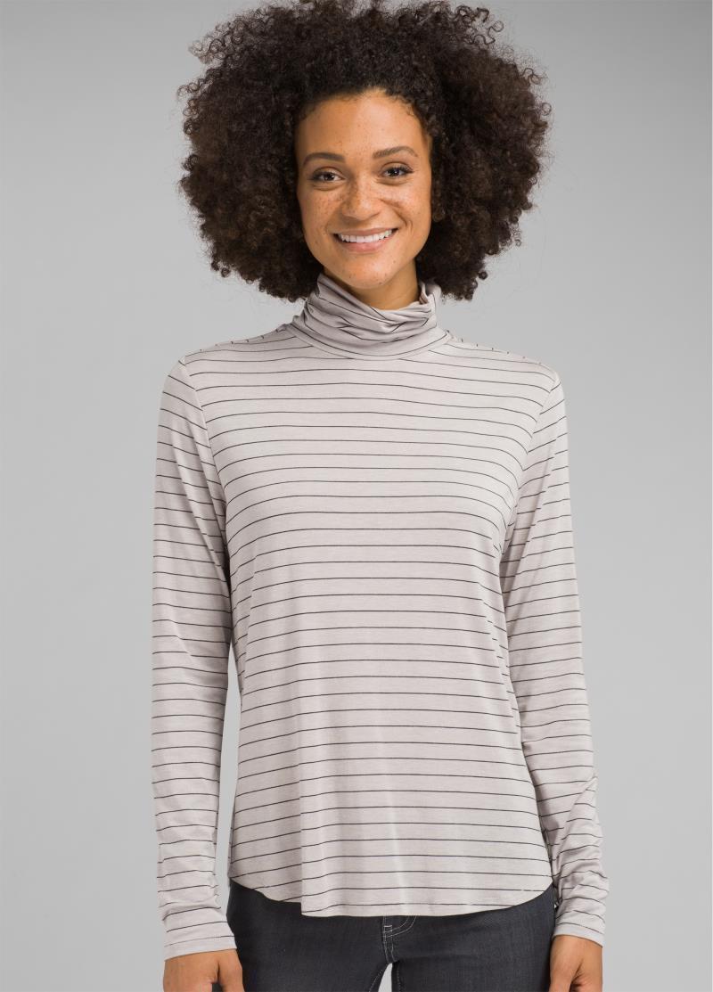Foundation Turtleneck - Womens - Light Grey Heather Stripe 2