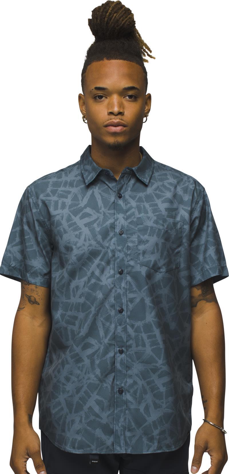Lost Sol Printed SS Shirt - Mens - Grey Blue Cracked Earth 2