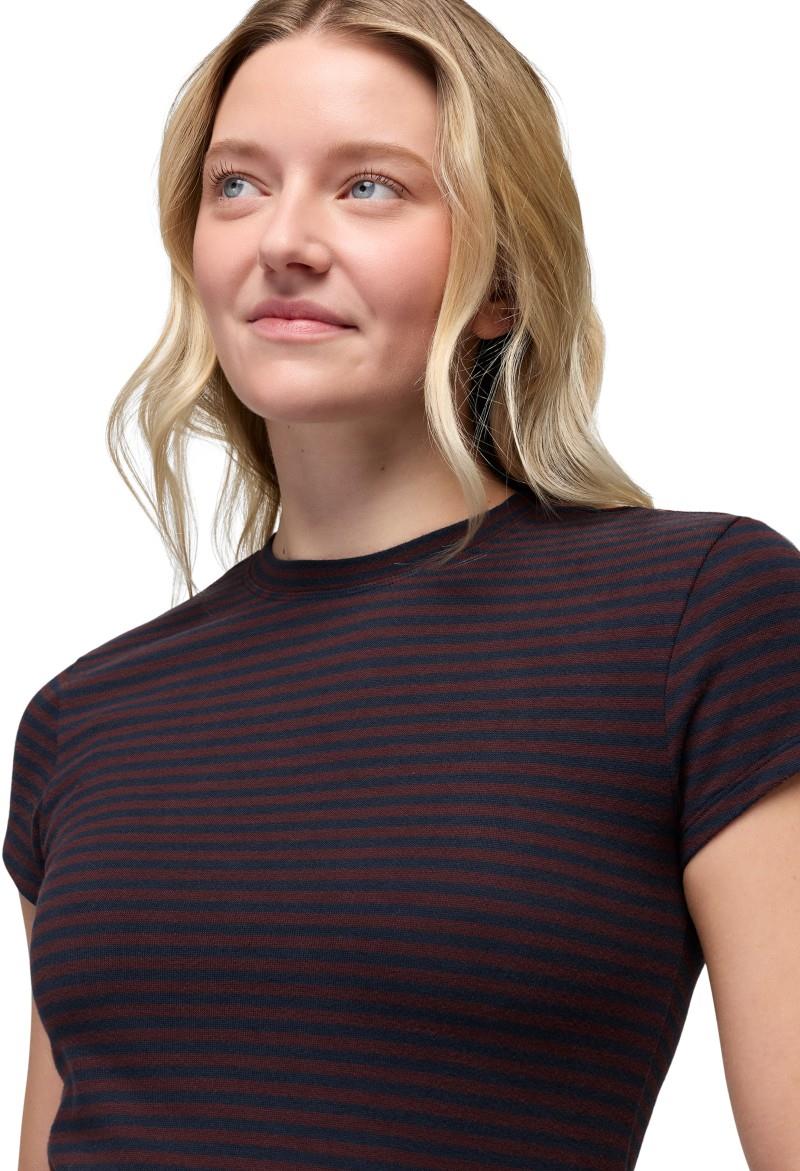 Lotus SS Tee - Womens - cacao stripe 1