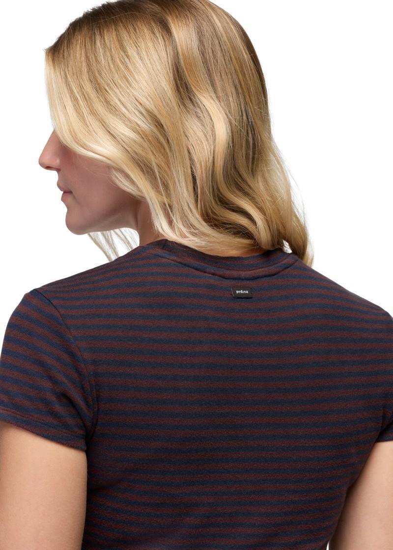 Lotus SS Tee - Womens - cacao stripe 1