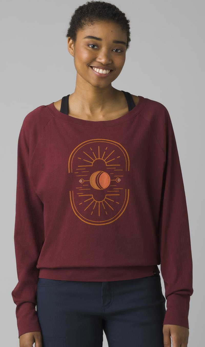 Organic Graphic LS - Womens - Maroon Earthshine 2