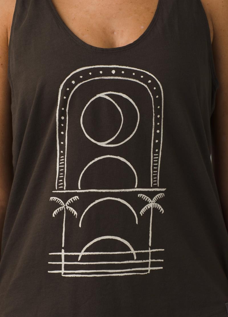 Organic Graphic Tank - Womens - washed black moonrise 1