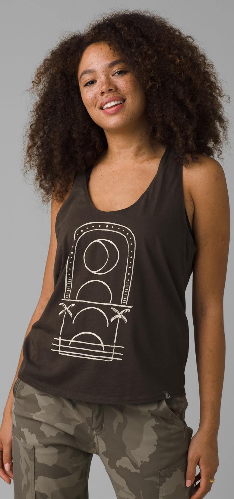 Organic Graphic Tank - Womens - washed black moonrise 1