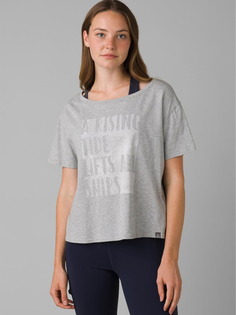 Organic Graphic Tee - Womens - heather grey lift ships 1