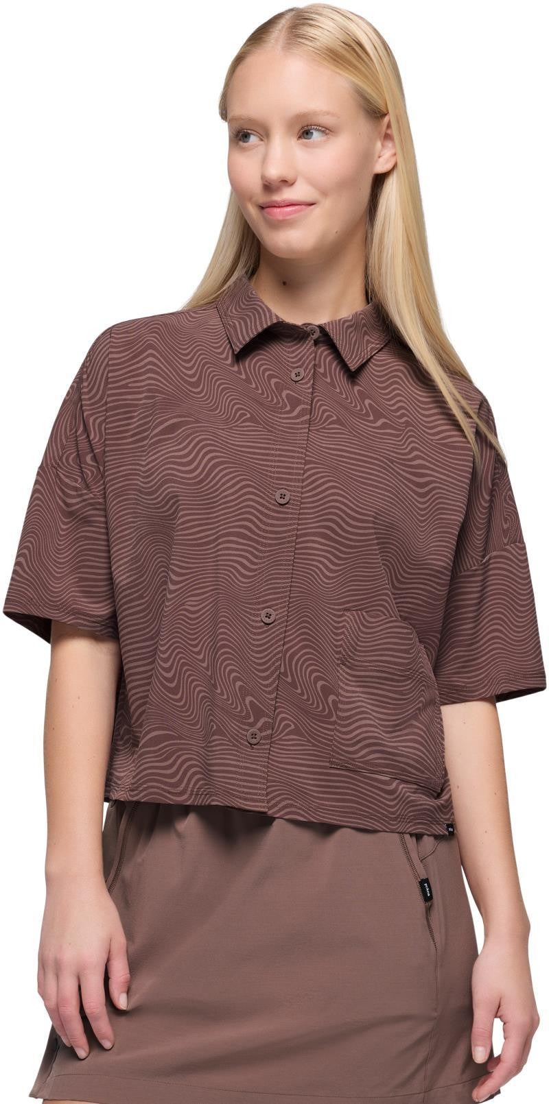 Railay SS Button Down - Womens - carob wavee 1