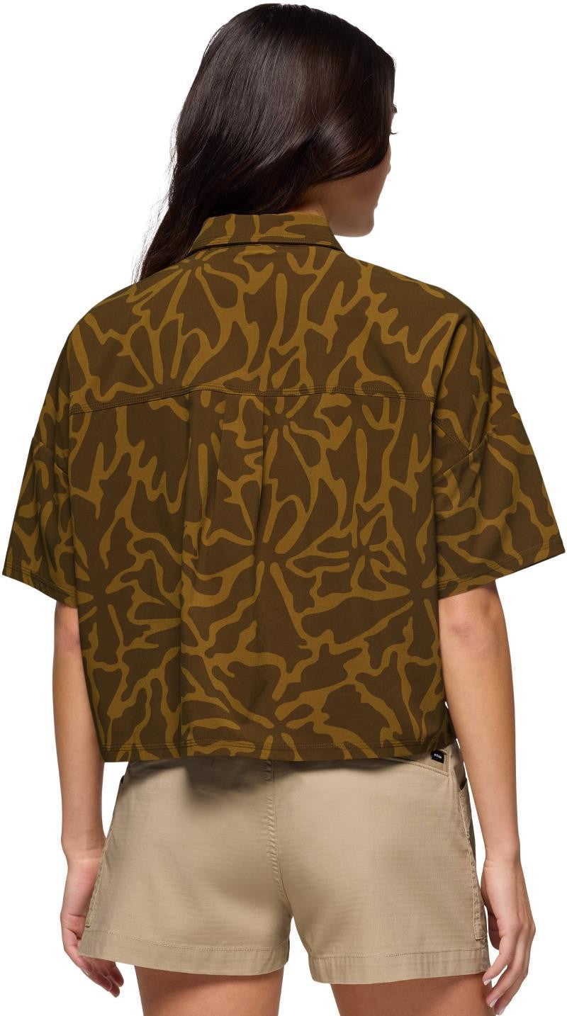 Railay SS Button Down - Womens - retro olive boogie bloom 1