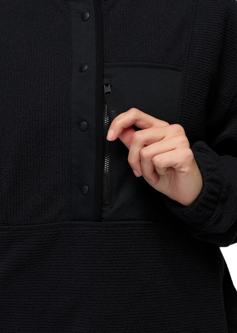 Stretch Zion Fleece Half Snap - Womens - black 1